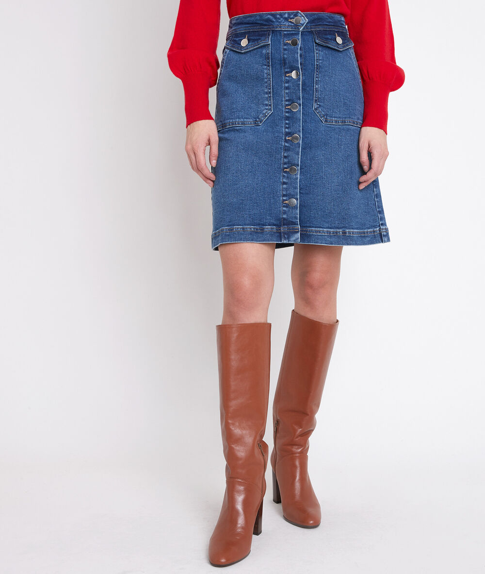 Jeansrok met knopen ambre denim brut.