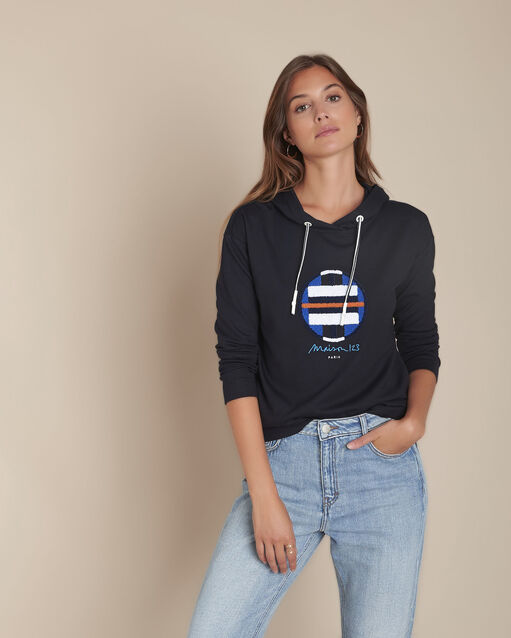 Sweat marine imprimé à capuche Copenhague (2) - Maison 123