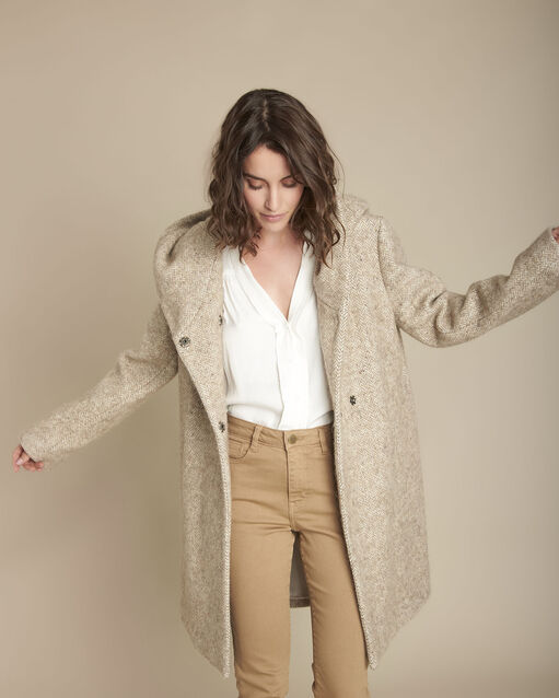 Beige Mantel aus Wolle Edwin (1) - Maison 123