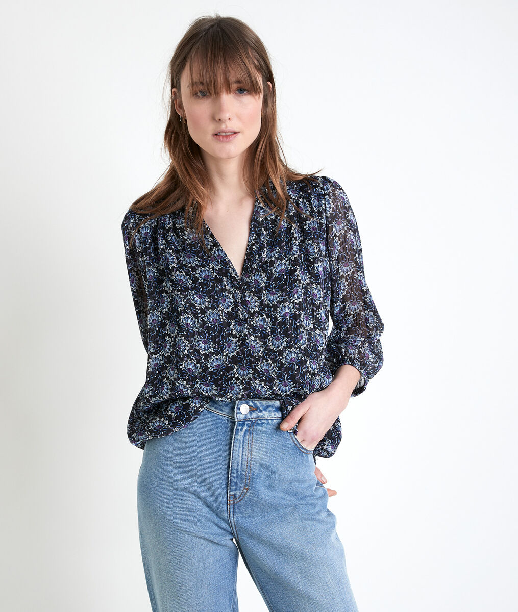 Blouse marine imprimée Elsa | 1-2-3 Blouse marine imprimée Elsa PhotoZ | 1-2-3