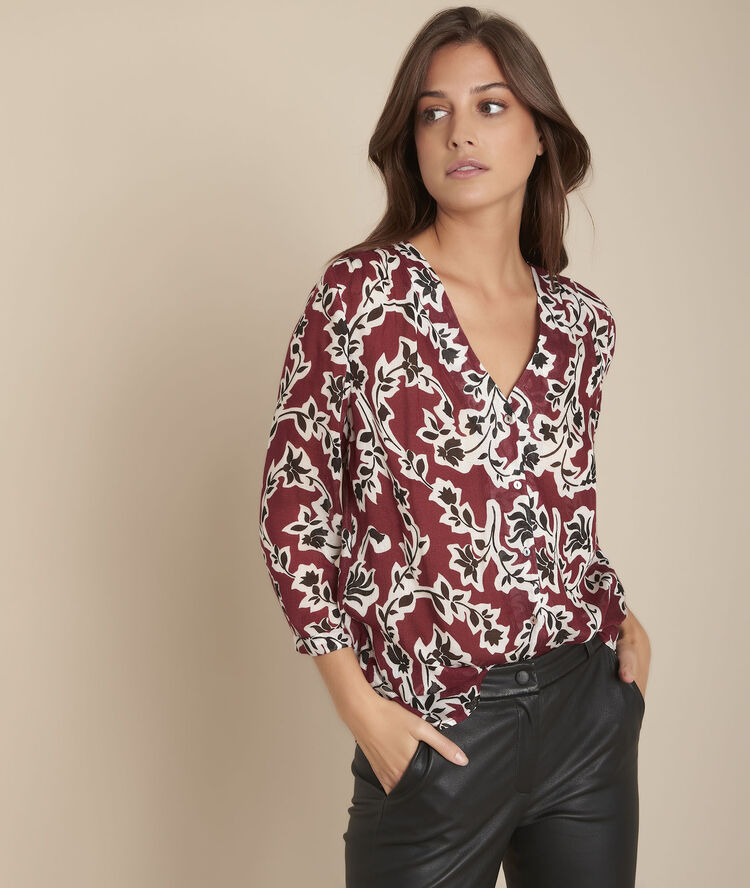 Bluse mit print madena bordeauxrot.