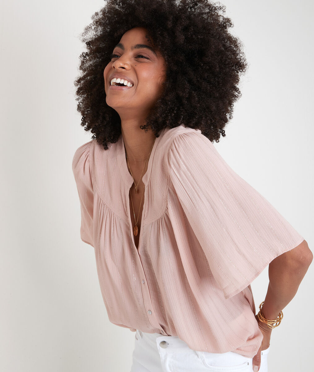 Blouse vaporeuse rose avec lurex Telia | 1-2-3 Blouse vaporeuse rose avec lurex Telia PhotoZ | 1-2-3