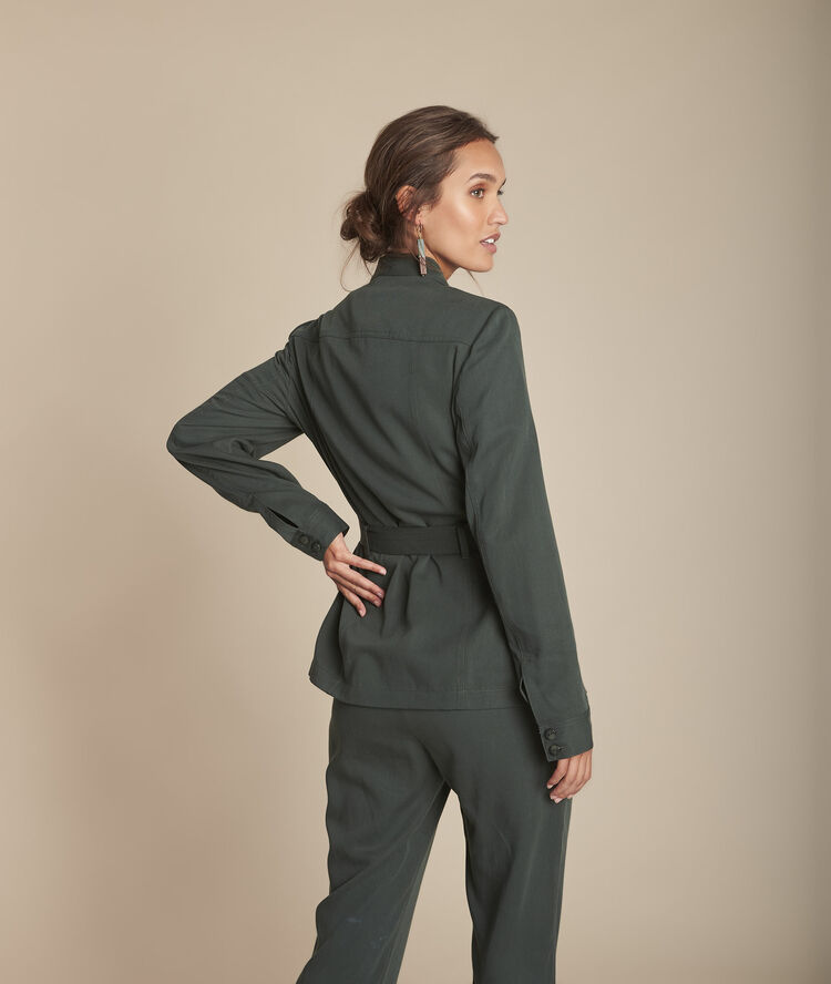 Veste vert foncé fluide boutonnée birgit vert anglais.