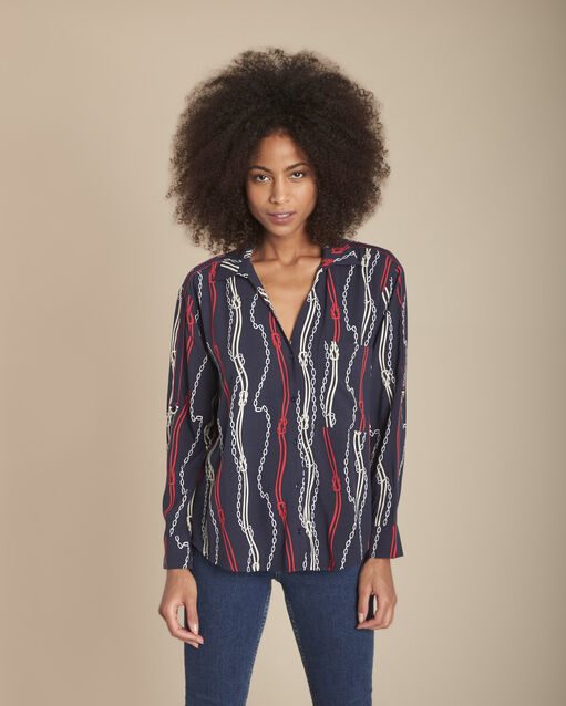 Chemise marine imprimée chaînes Cathleen (1) - Maison 123
