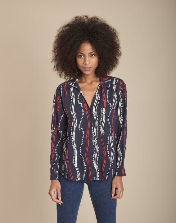 Chemise marine imprimée à revers Cathleen | 1-2-3 Chemise marine imprimée à revers Cathleen PhotoZ | 1-2-3