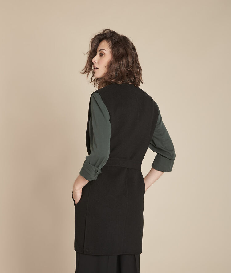 Gilet noir double face en laine mélangée tahira noir.