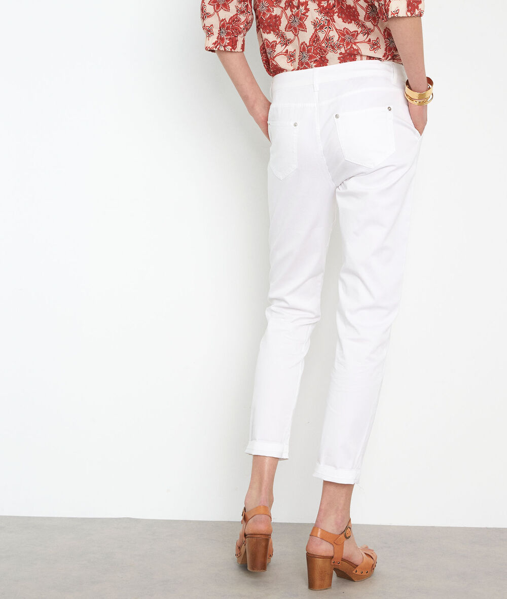 Pantalon droit en coton blanc francis blanc.