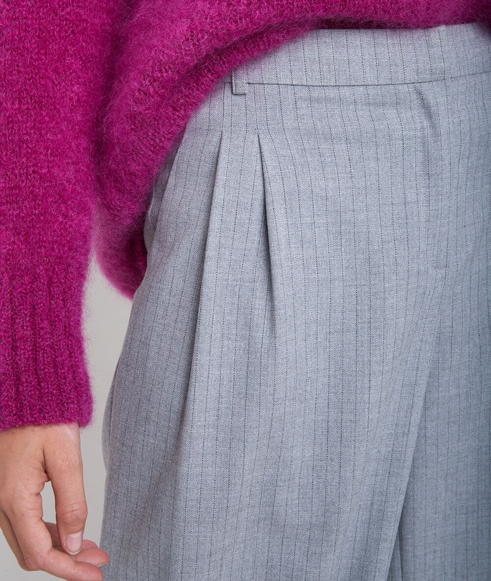 Pantalon large rayé gris marcel gris pale.