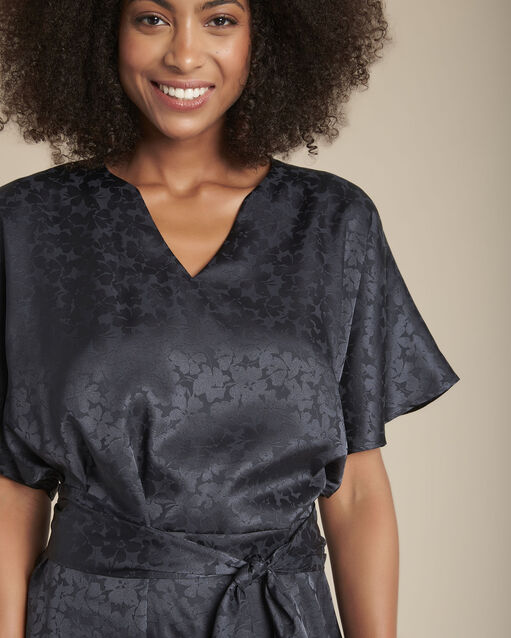 Robe jacquard ceinturée romy marine.