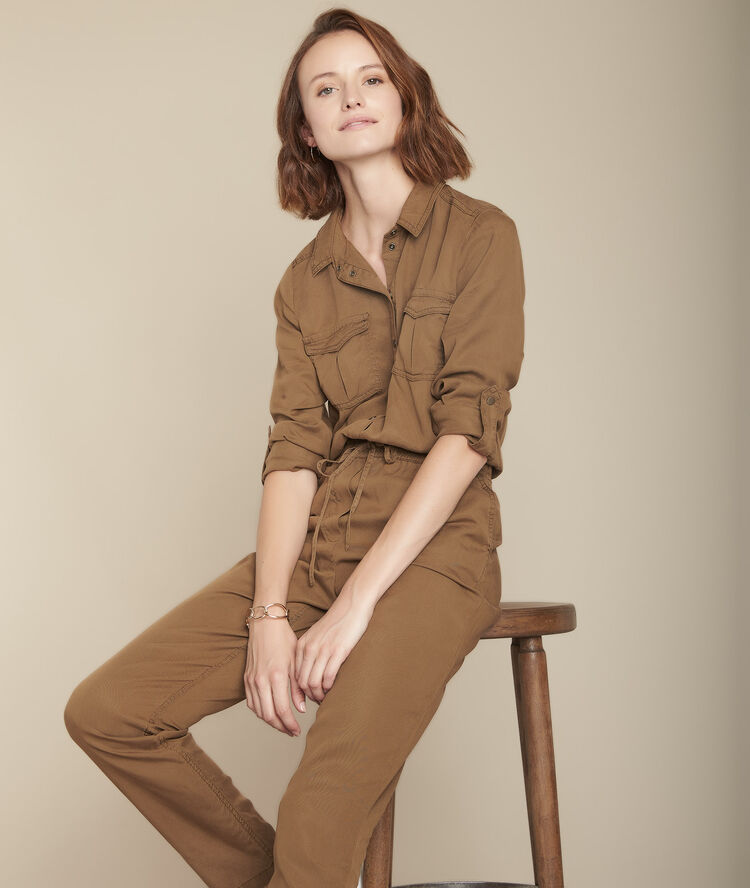 Terracotta jumpsuit in tencel irina toffee.