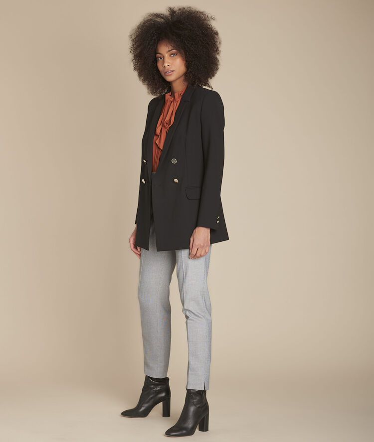 Blouse col lavallière acajou maud caramel.