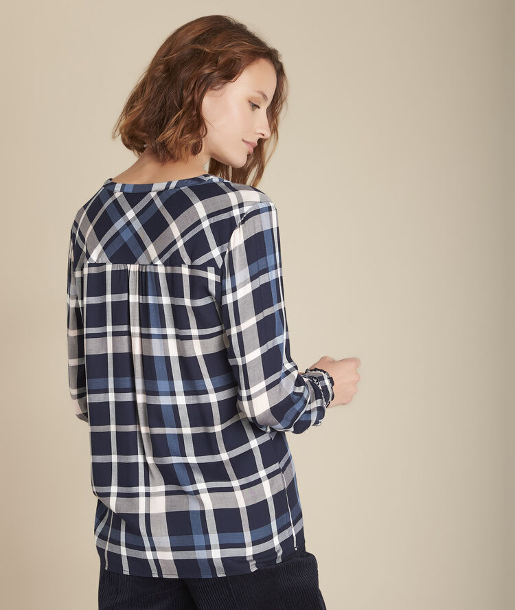 Blouse à carreaux menza marine.