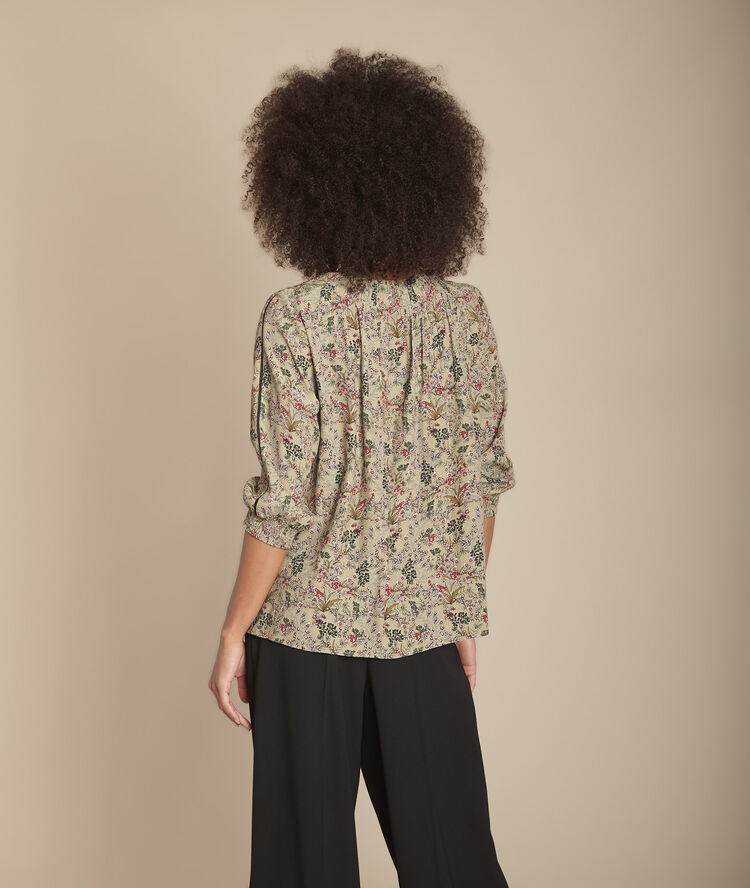 Khakifarbene bluse mit blumenprint mina kaki.