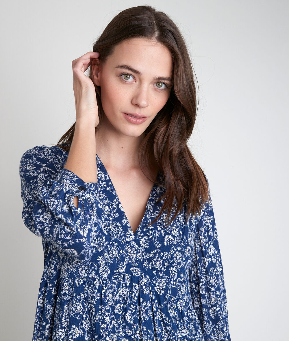 Robe marine imprimé fleuri lou marine.