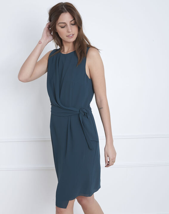 Robe vert foncé drapée Harpe | 1-2-3 Robe vert foncé drapée Harpe PhotoZ | 1-2-3