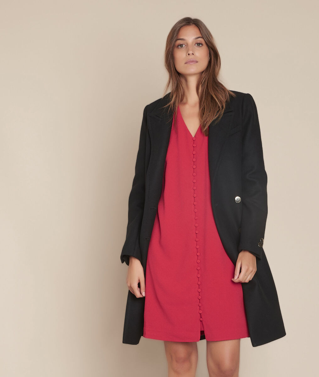 Rotes Kleid Mit Bezogenen Knopfen Isaure Damen Maison 123