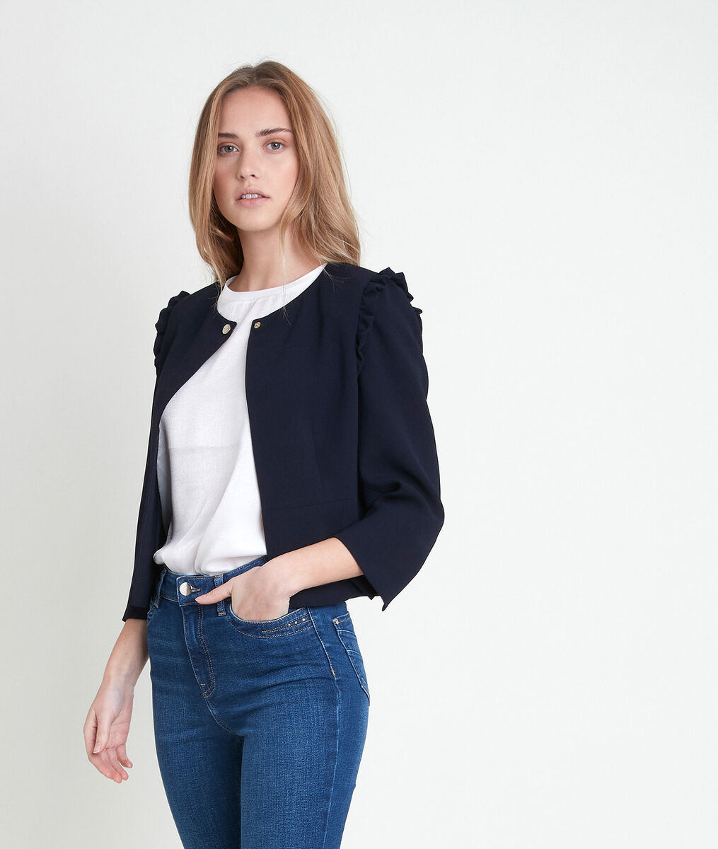 Veste en crêpe marine Philise | 1-2-3 Veste en crêpe marine Philise PhotoZ | 1-2-3