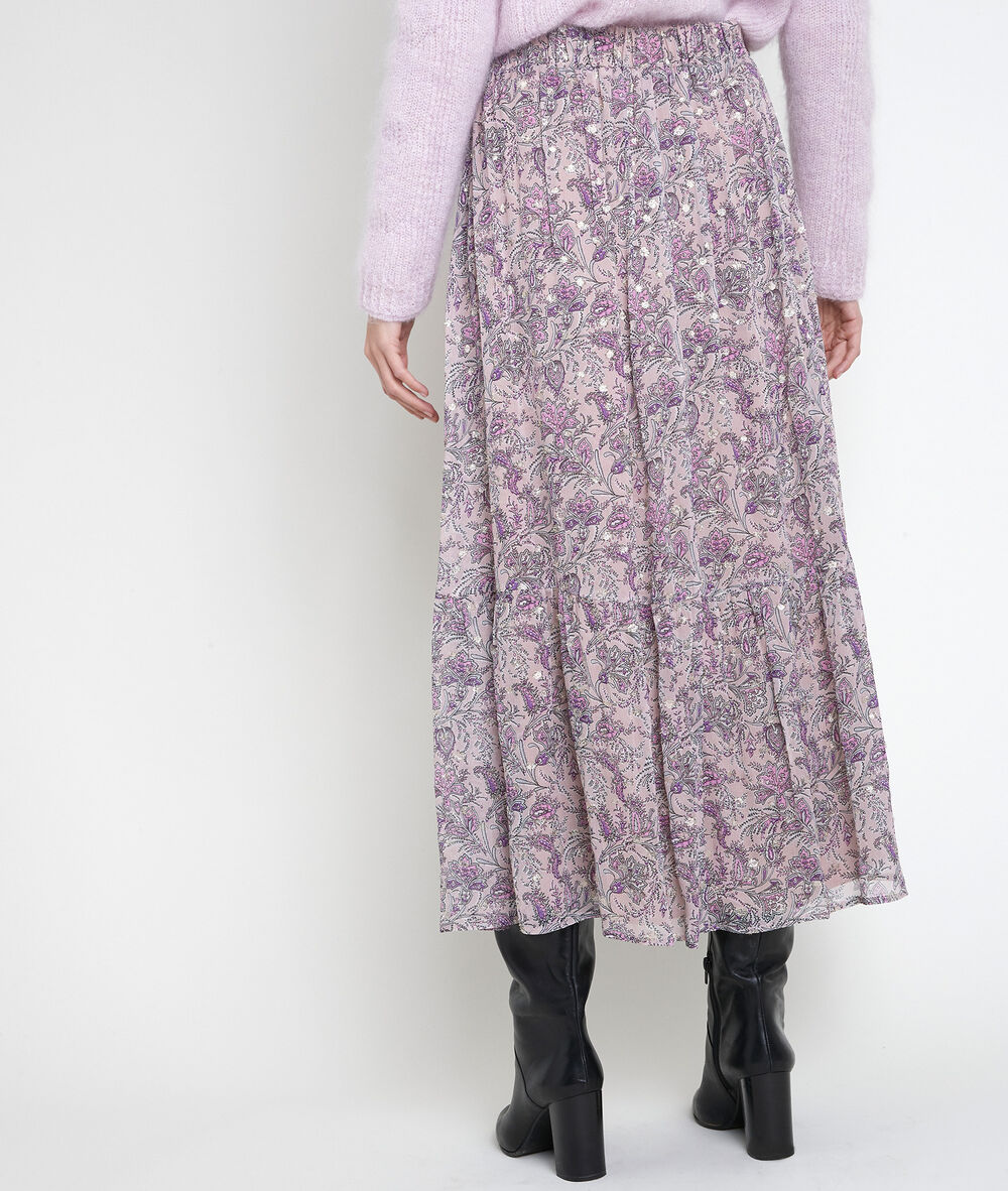 Jupe mauve imprimée elena mauve.