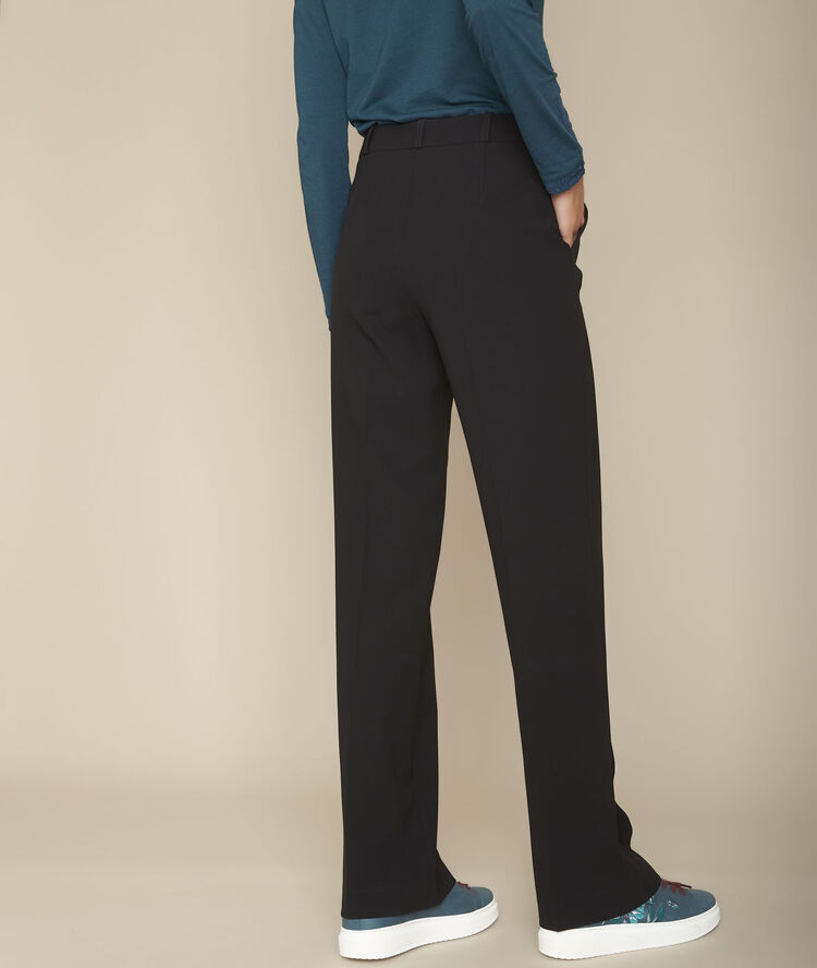 Pantalon droit en microfribre eloic noir.