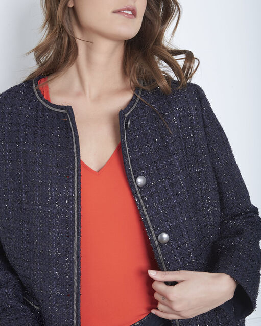 Veste marine maille fantaisie lurex flavia marine.