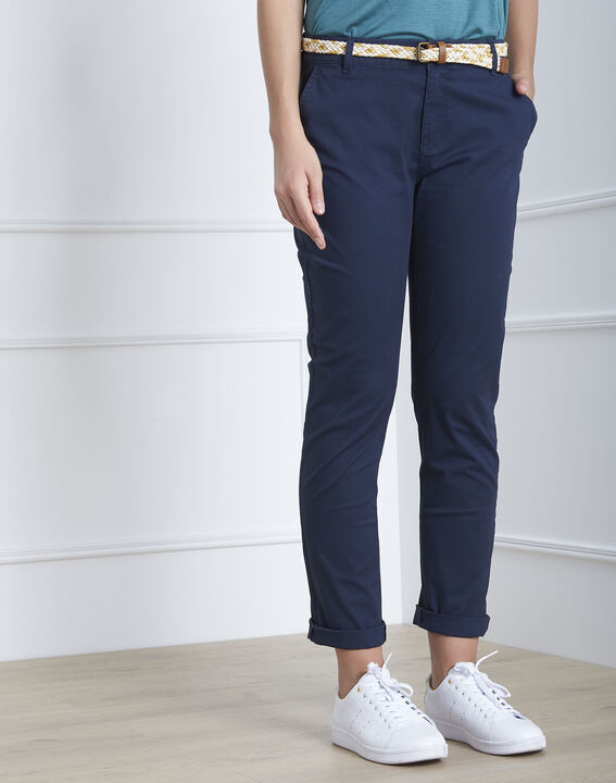 Pantalon marine chino ceinture fantaisie Francis | 1-2-3 Pantalon marine chino ceinture fantaisie Francis PhotoZ | 1-2-3