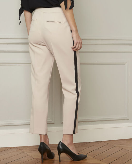 Pantalon crème bande noire microfibre suzanne ble.