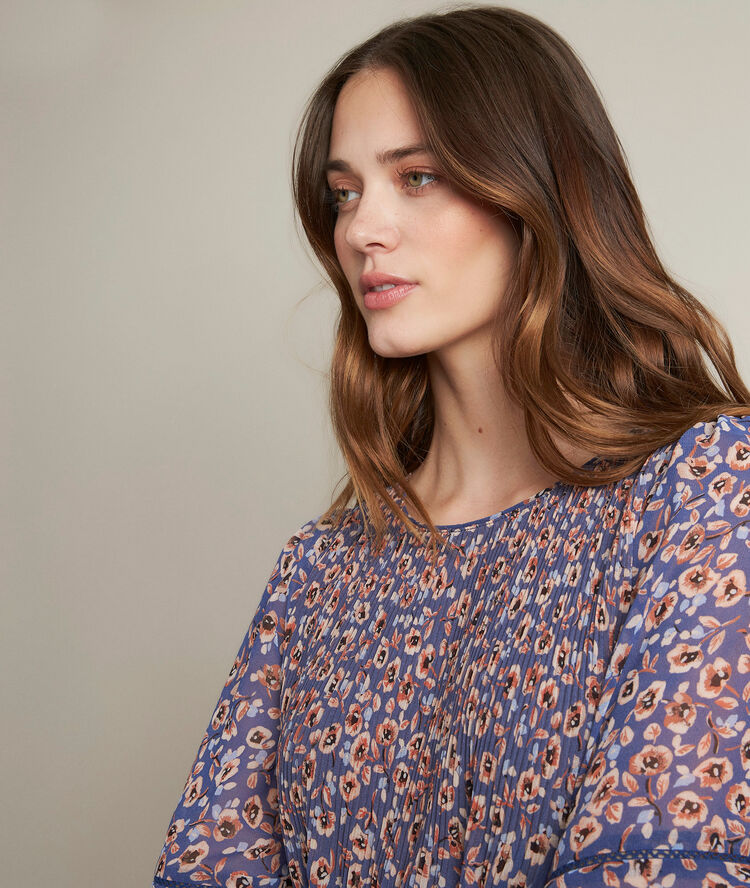 Robe plissée imprimée coralia nuage.