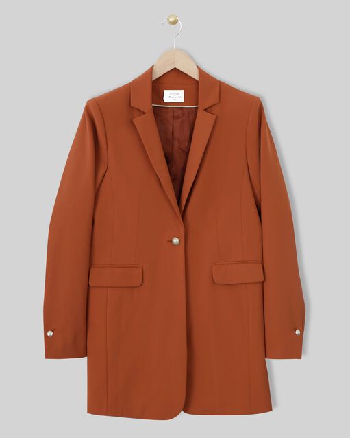 Veste de tailleur en microfibre acajou baya caramel.