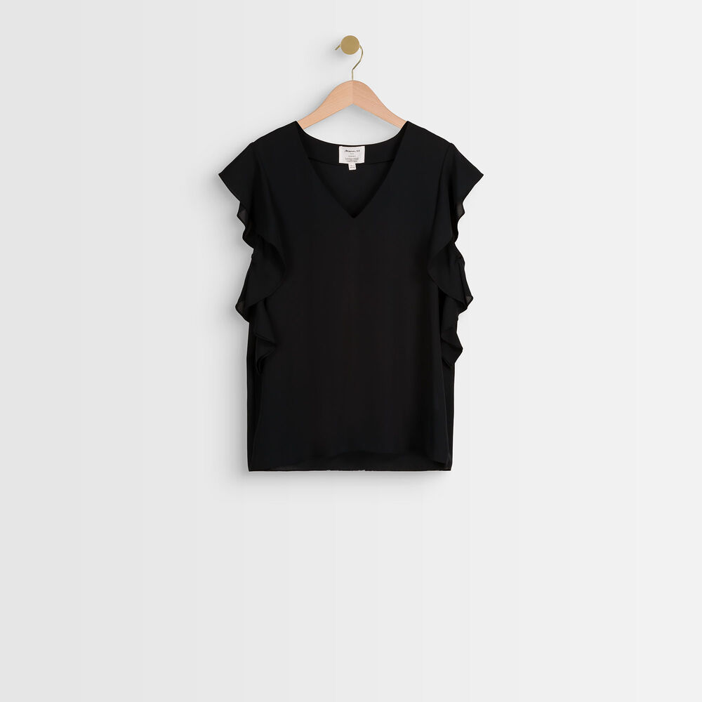 Schwarzes Top Mit Volants Elfie Damen Maison 123