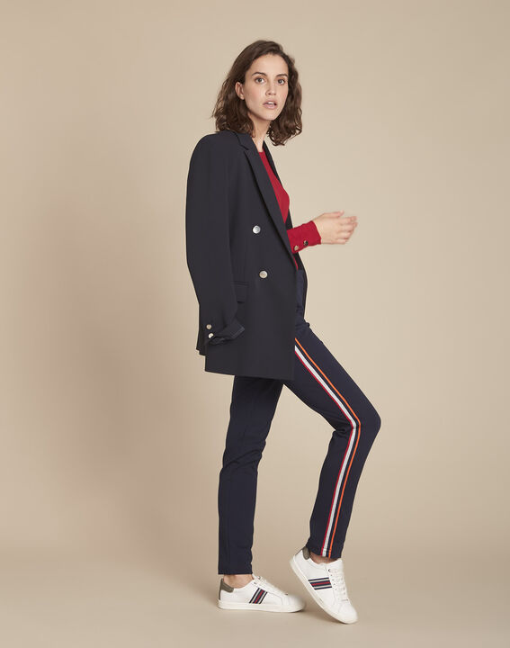 Pantalon marine cigarette bord fantaisie Evane | 1-2-3 Pantalon marine cigarette bord fantaisie Evane PhotoZ | 1-2-3