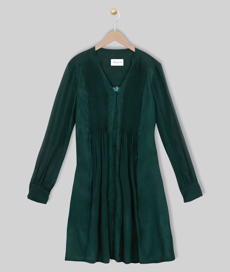 Robe en soie plissée coralie cypres.