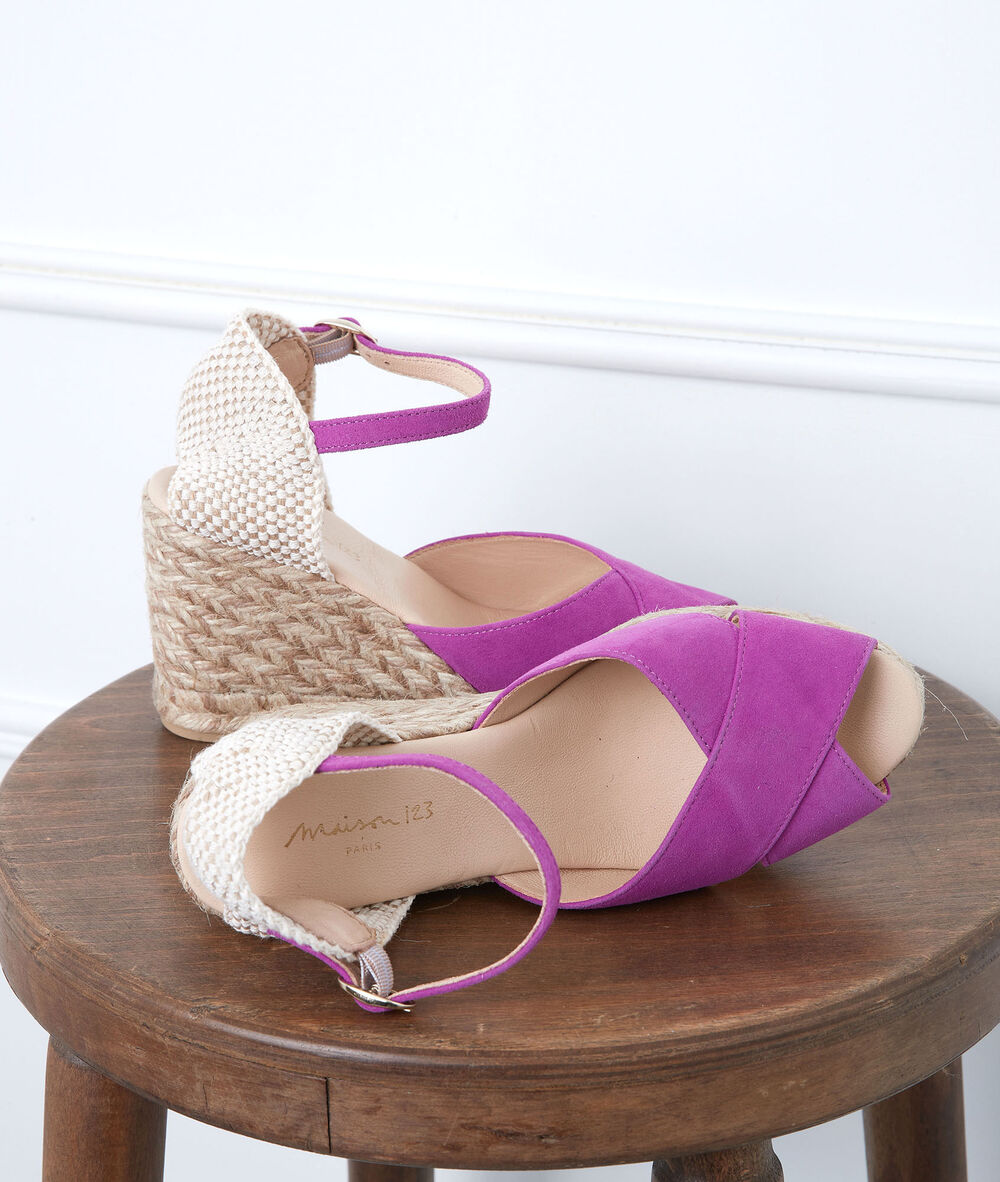 Espadrilles fuchsia en cuir grazia bougainvilliers.