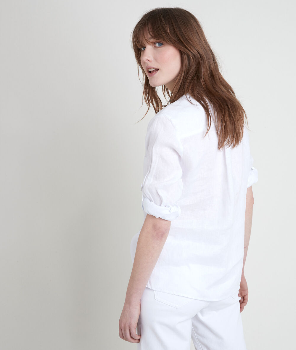 Blouse en lin blanche roma blanc.