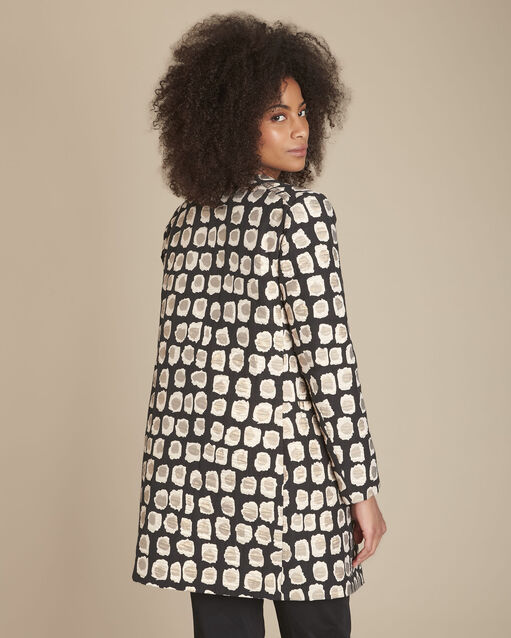 Manteau noir imprimé fantaisie jacquard kaya noir.