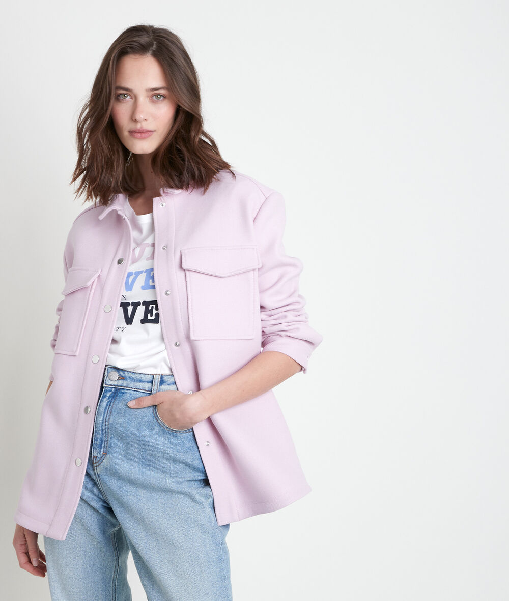 Surchemise laine fantaisie mauve jennifer mauve pale.