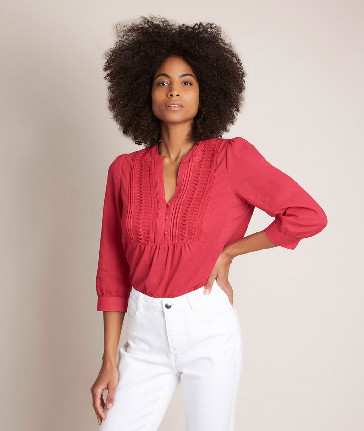Blouse en coton elodie fuchsia fonce.