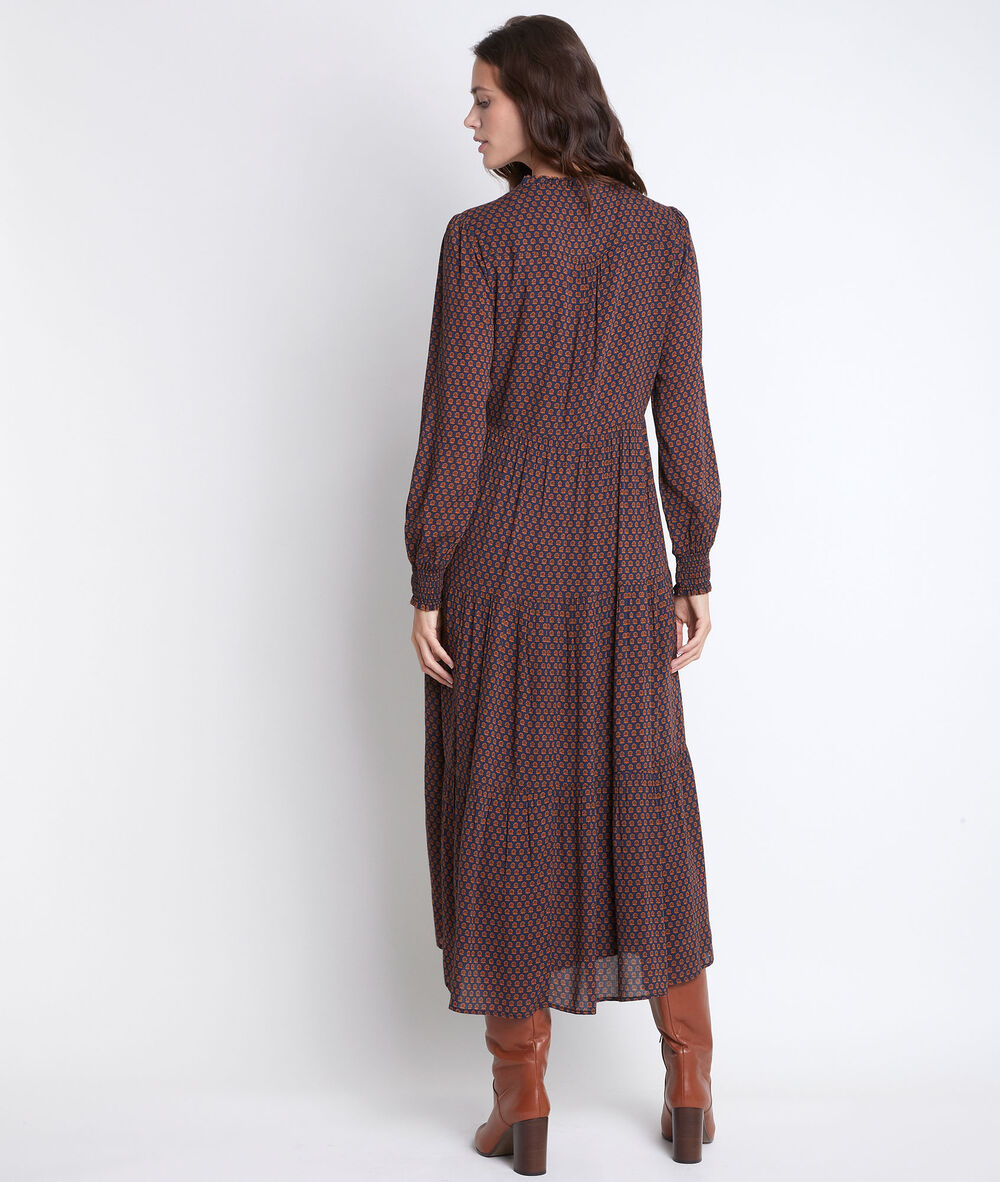 Robe longue imprimée nada bis marine.