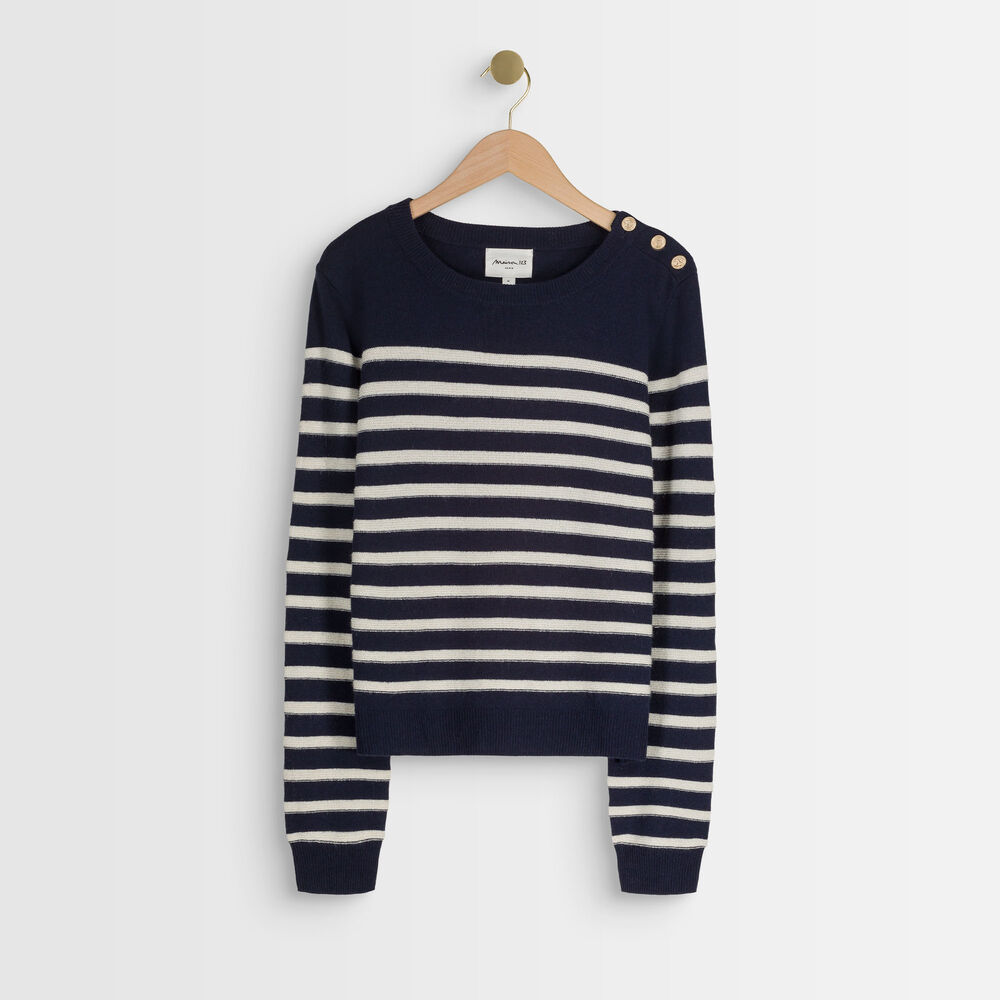 Pull en polyester recyclé rayé alban marine.