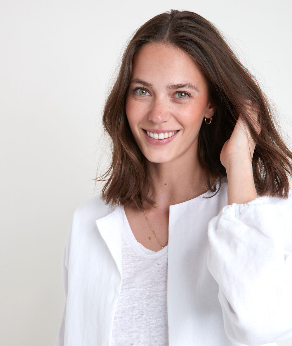 Veste courte en lin blanc taya blanc.