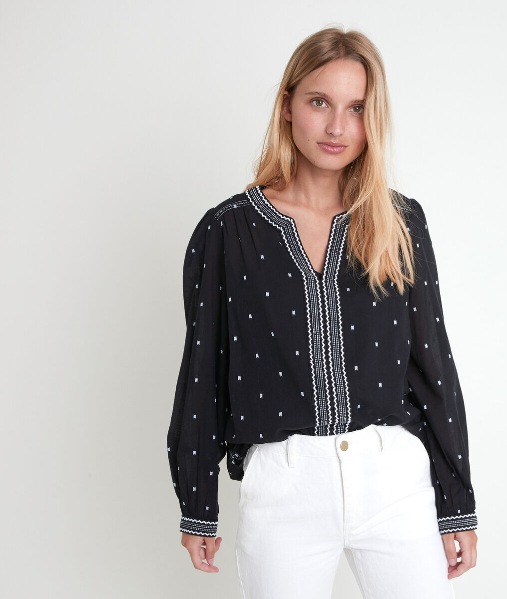 Blouse brodée noire Talissa | 1-2-3 Blouse brodée noire Talissa PhotoZ | 1-2-3