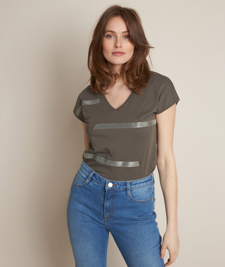 T-shirt met print rimelle blad.