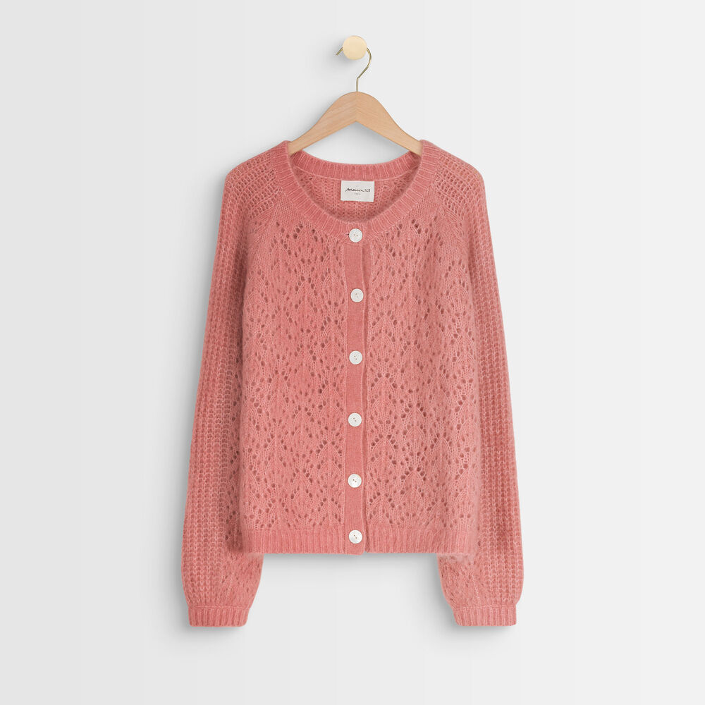 Gilet en laine mélangée rose ary rose des sables.
