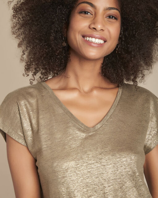 Kakifarbenes T-Shirt glänzend Caliente (1) - Maison 123