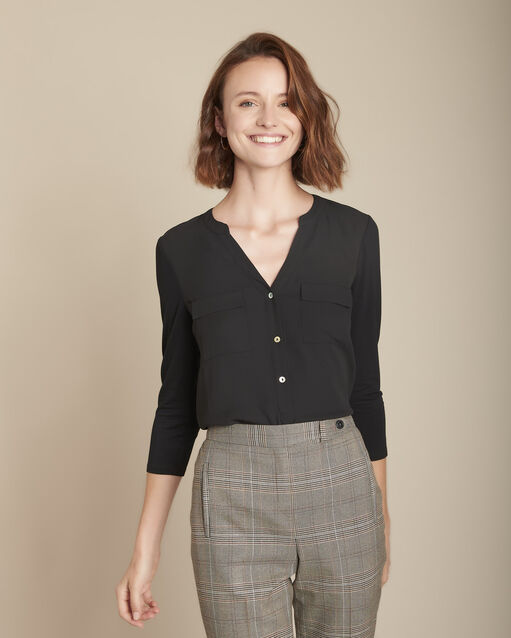 Blouse noire boutons nacrés Genna (2) - Maison 123