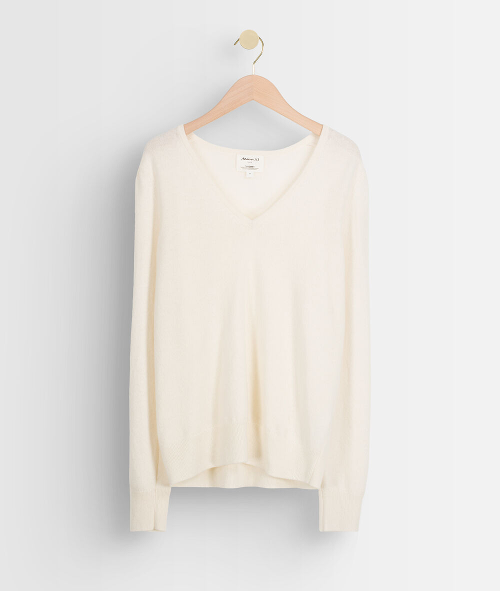 Pull en laine recyclée et cachemire écru tilda ecru.