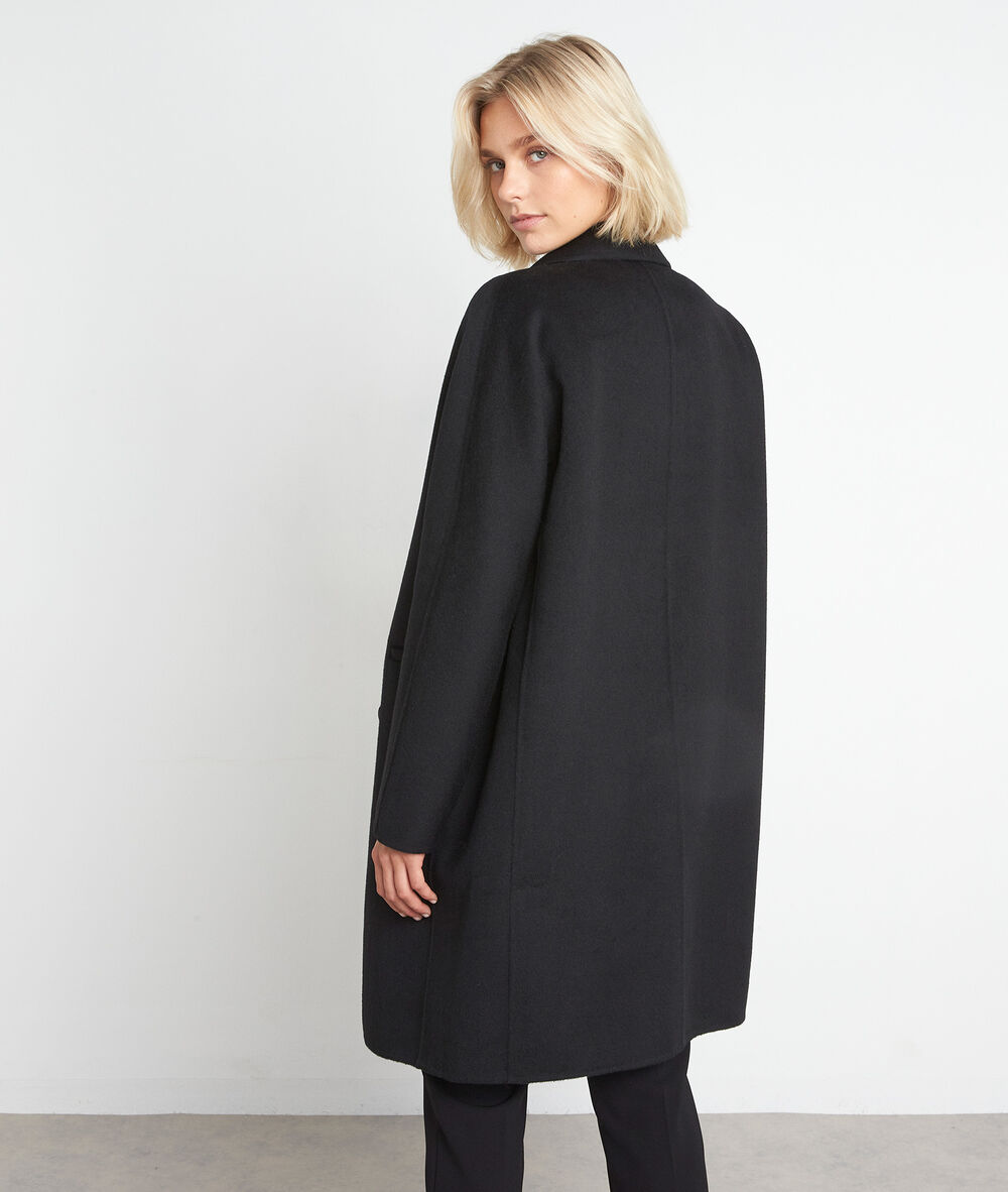 Manteau en laine texturé noir lina noir.