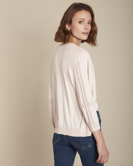 Cardigan nude ajouré foly poudre.