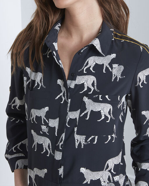 Combinaison noire imprimé guépard latoya noir.