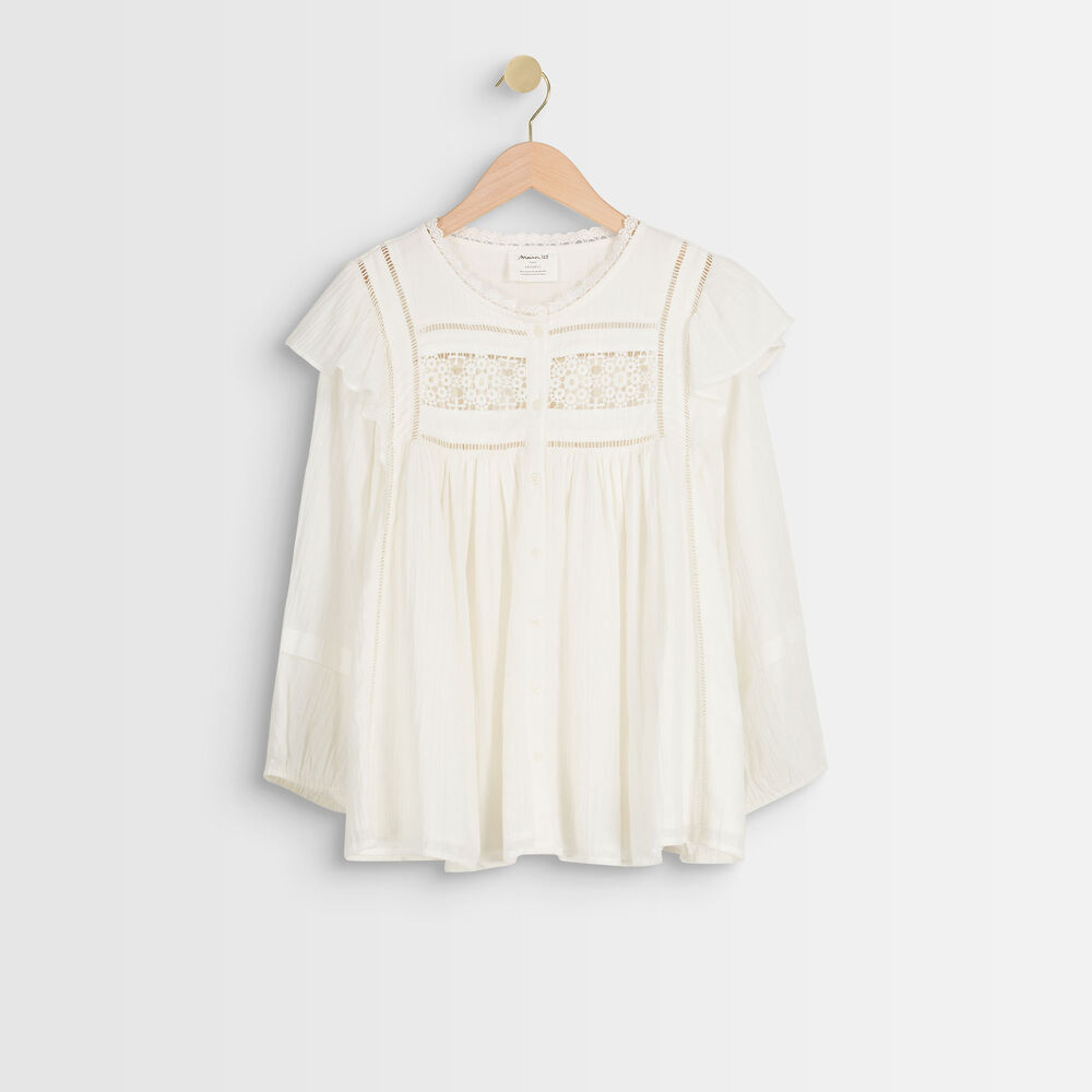 Blouse en coton dentelle écrue talia ecru.