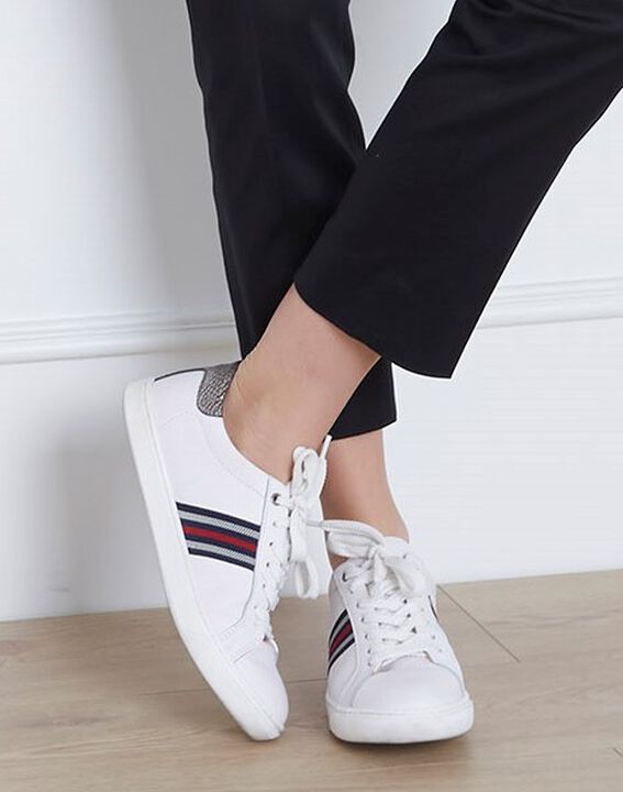 Baskets blanches rayées en cuir Yonna | 1-2-3 Baskets blanches rayées en cuir Yonna PhotoZ | 1-2-3